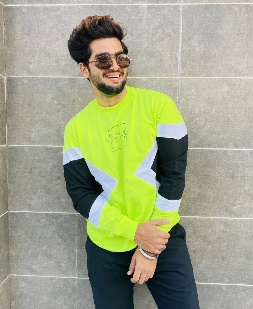 Neon Green Simply Perfect Printed Full Sleeves T Shirt
