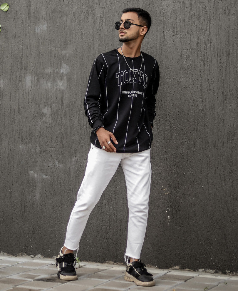 Black Tokyo Print Full Sleeves T Shirt