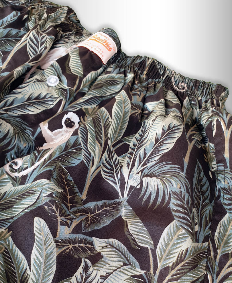 Green Tropical Monkey Print Boxer