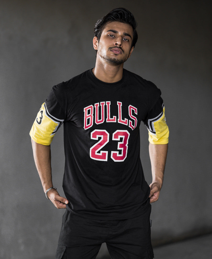 Basic Oversize Drop Shoulder Black Bulls T Shirt