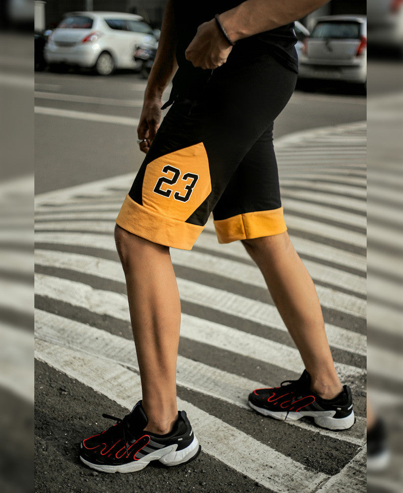 Black and Mustard Bulls Shorts