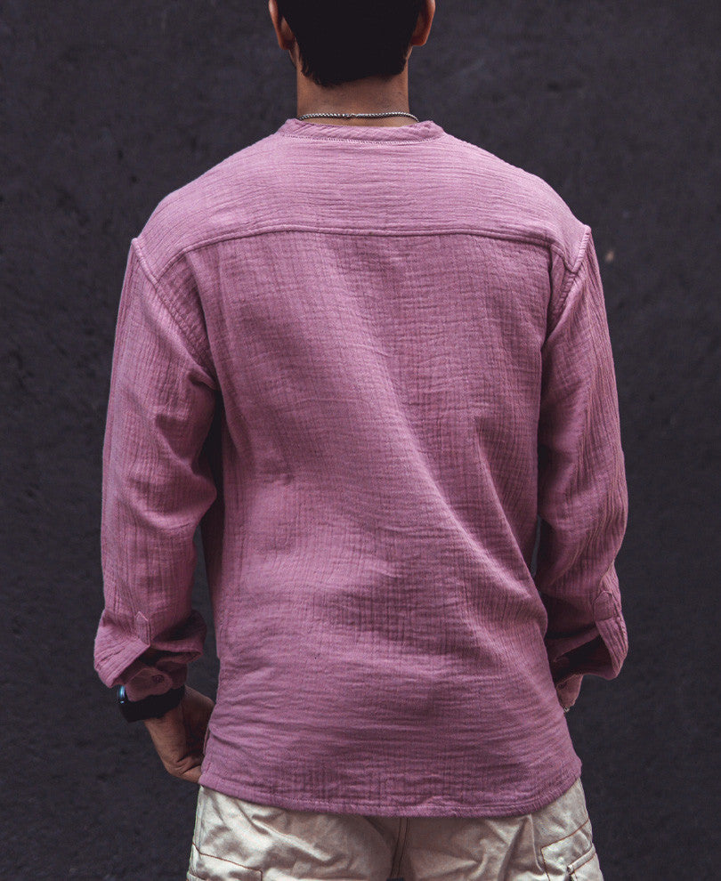 Light Pink Structured Kurta Style Oversize Drop Shoulder Shirt