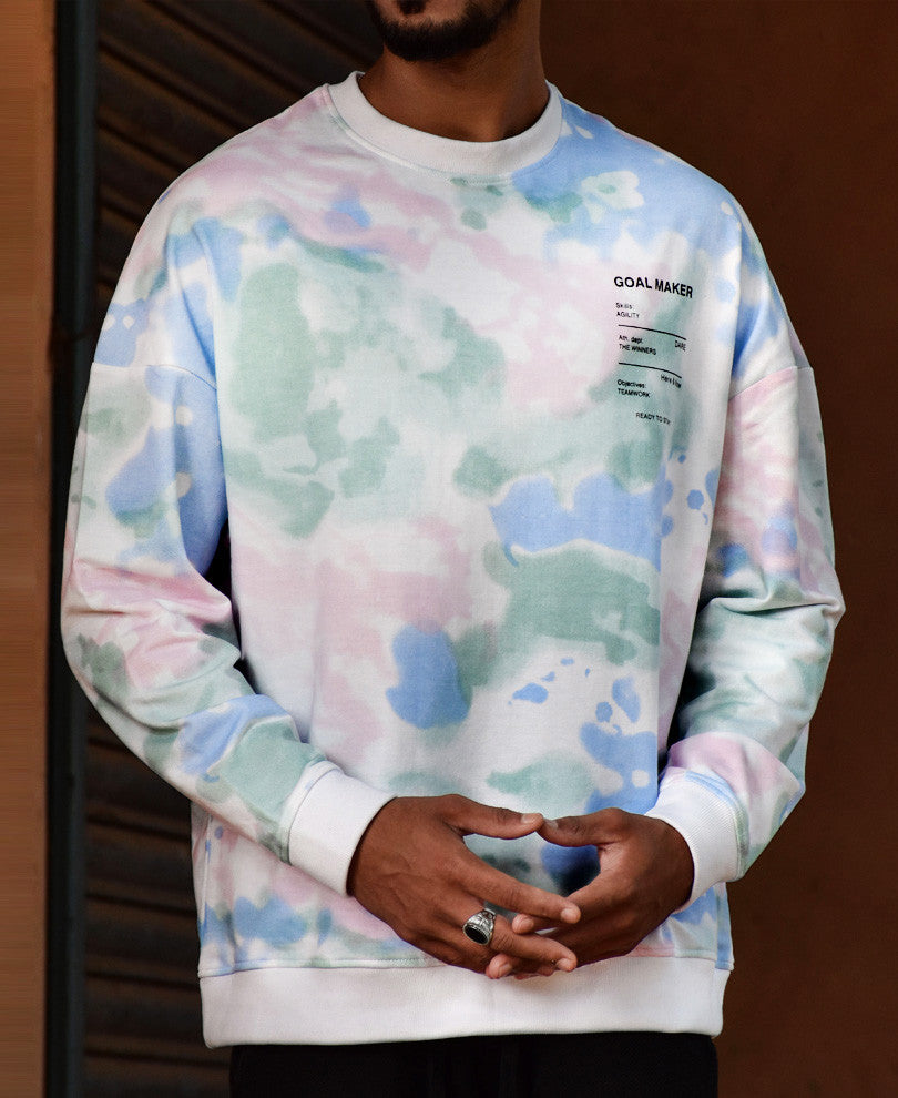 White Goal Maker Tie-Dye Print Sweatshirt