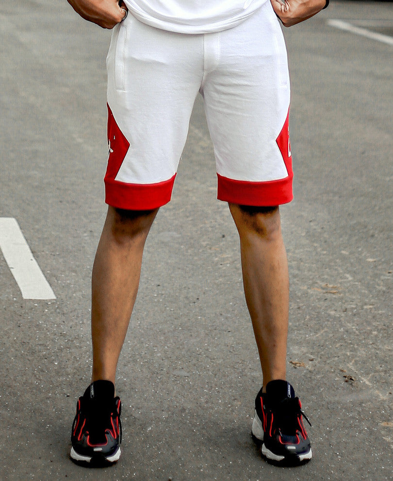 White and Red Bulls Shorts