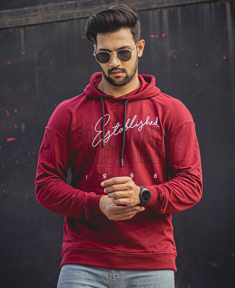Maroon Original Oversize Drop Shoulder Hood T Shirt