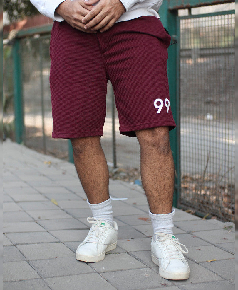 Maroon 99 Print Shorts