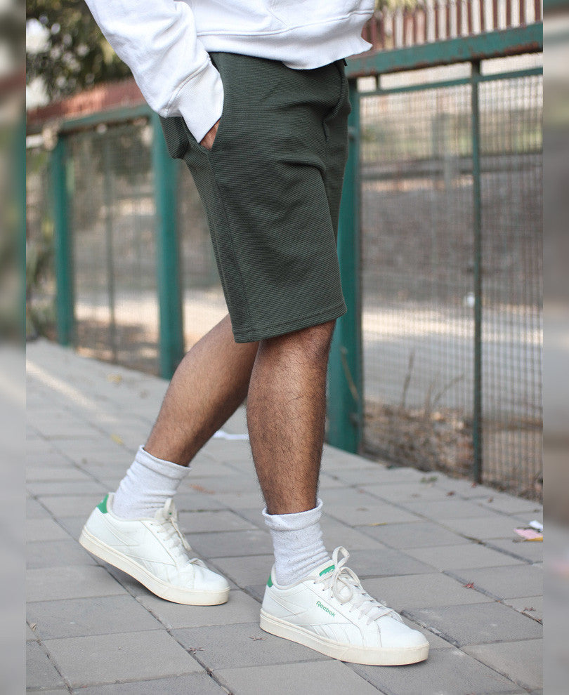 Olive Green 99 Print Shorts