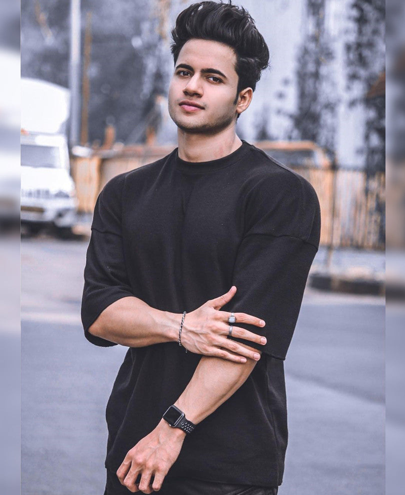 Urban Black Solid Oversize Drop Shoulder T Shirt