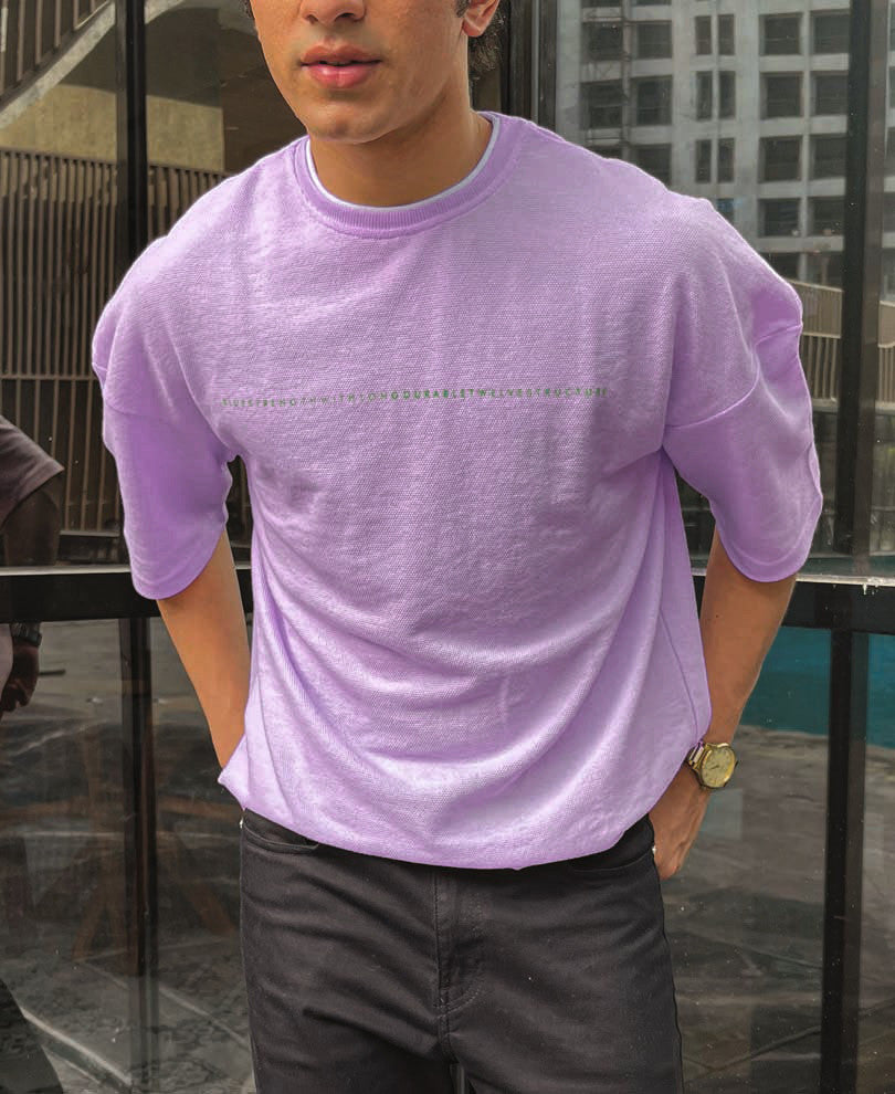 Purple Respect Back Print Oversize Drop Shoulder T Shirt