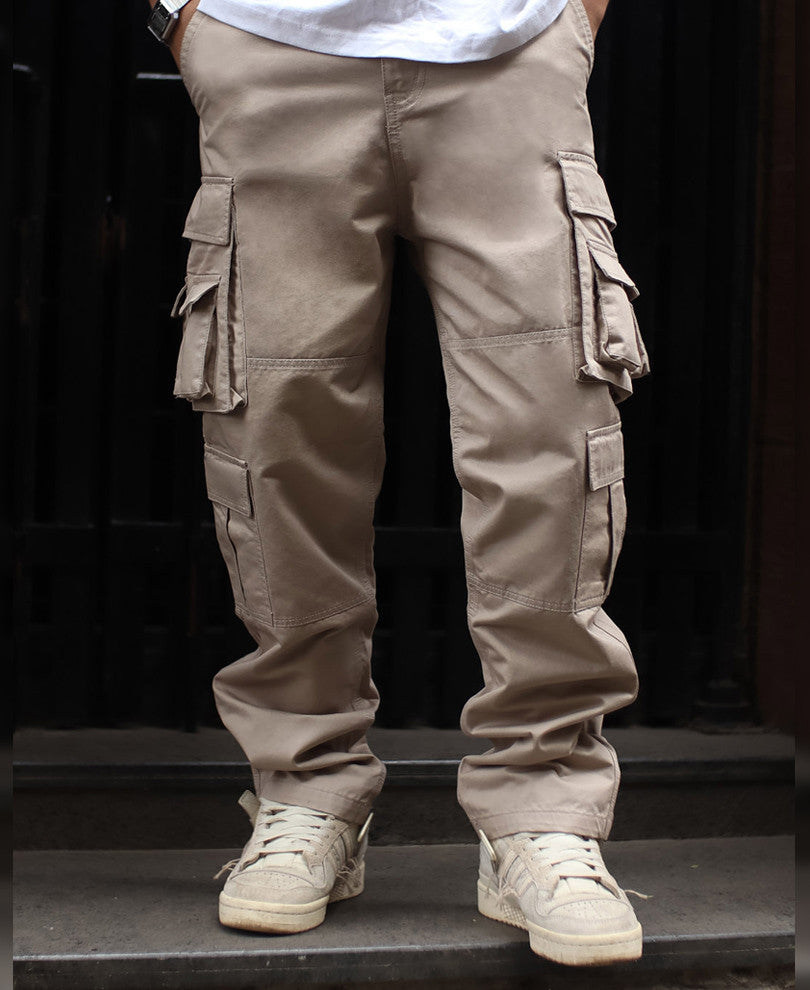 Beige Pocket Baggy Fit Cargo Pant