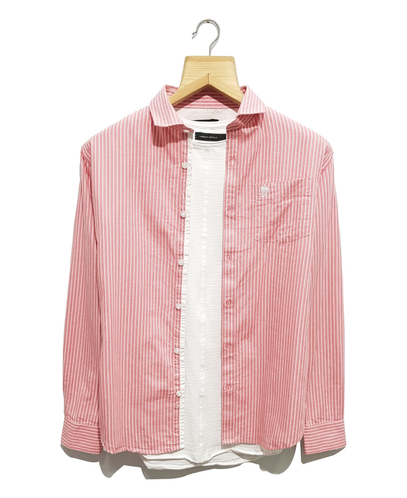 Pink Vertical Stripes Shirt
