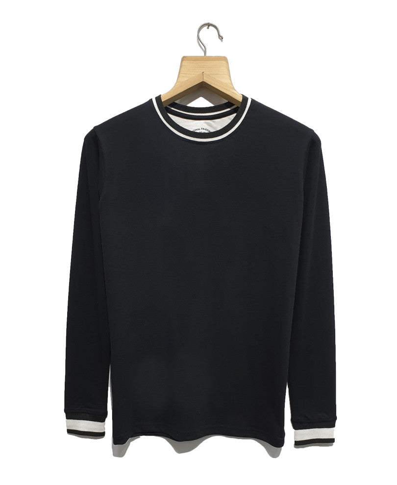 Balck Round Neck Full Sleeves T Shirt
