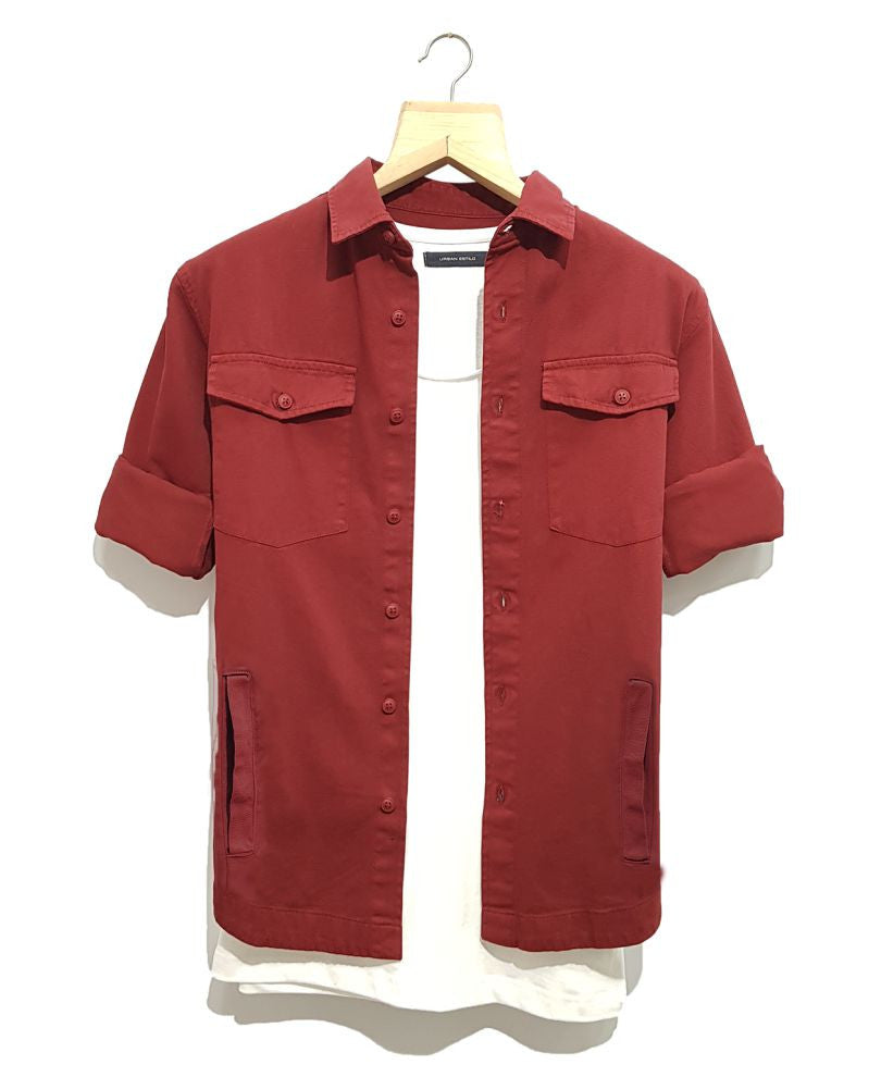 Maroon Denim Casual Shirt