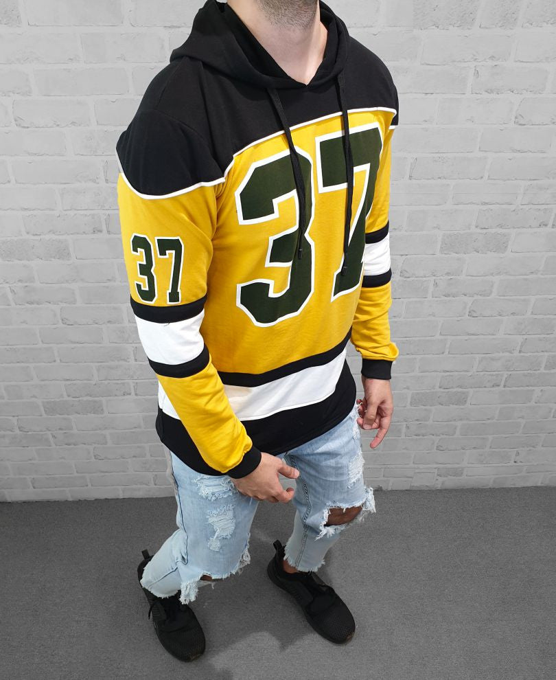 37 No Yellow  Full Sleeves Hood T Shirt