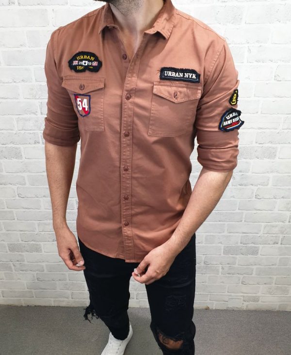 Pink Patch Print Full Sleeves Shirt