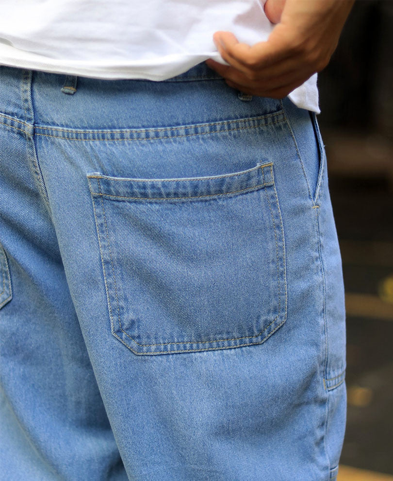 Sky Blue Cargo Baggy Fit Jeans