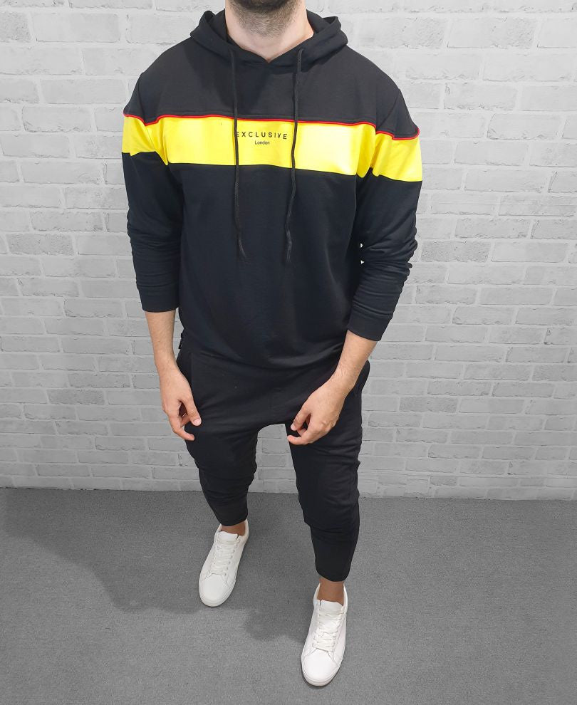 Black Exclusive Print Full Sleeves T Shirt With Hood