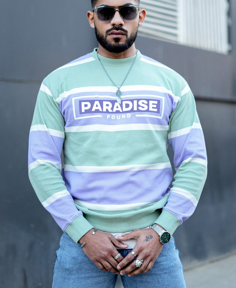 Pista Green Striped Oversize Drop Shoulder T Shirt