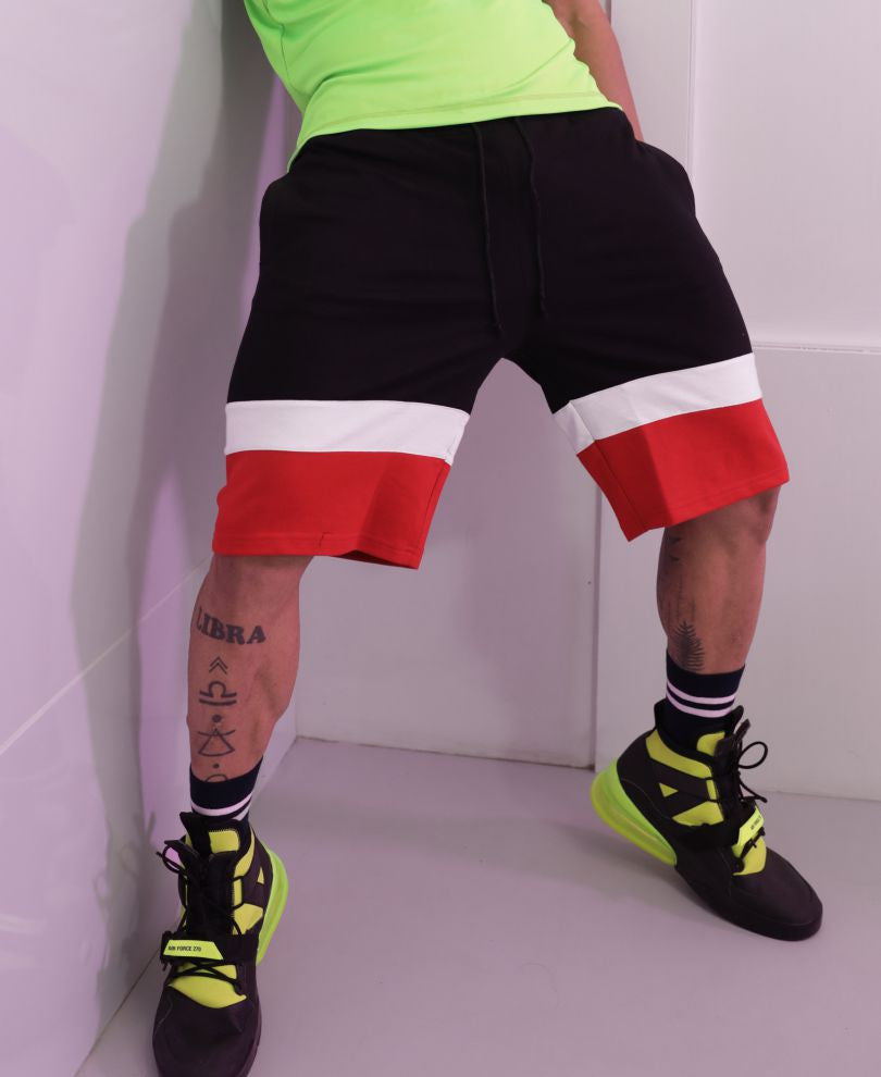 Black And Red Stripes Shorts