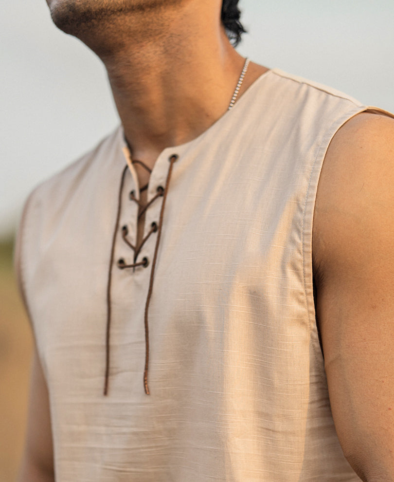 Beige Sleeveless Vest