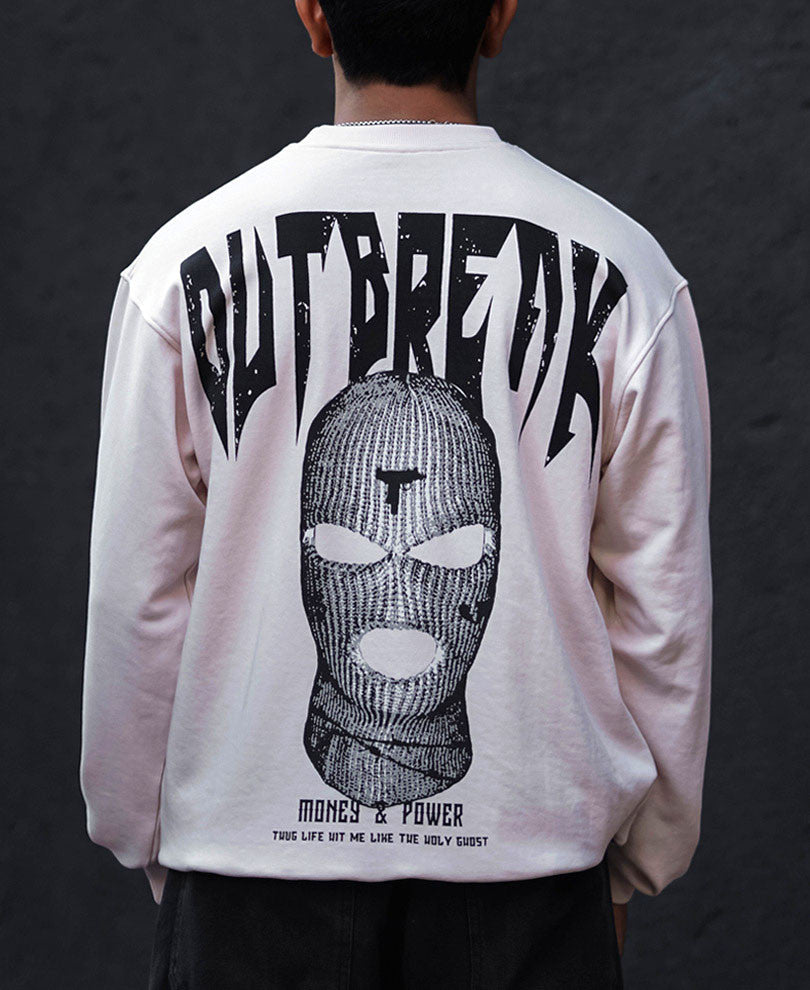 Cream Out Break Print Oversized Sweatshirt