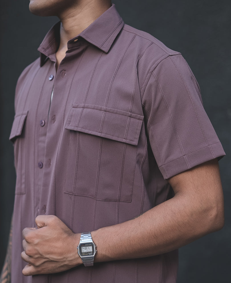 Onion Structured Striped Half Sleeves Shirt