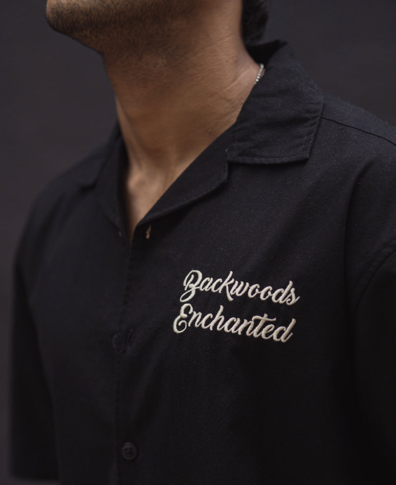 Black Voyage Printed Oversized Half Sleeves Shirt