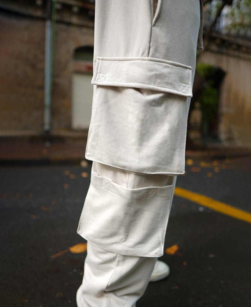 Light Beige Cargo Pocket Regular Fit Track Pant