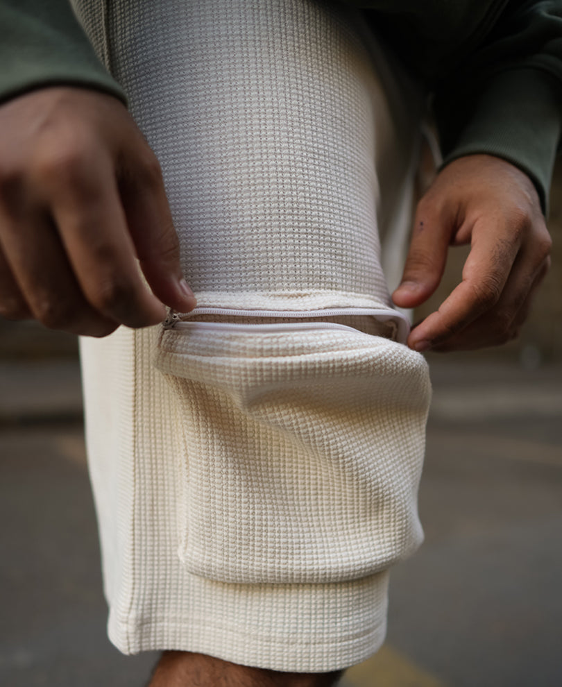 Cream Cargo Pocket Shorts
