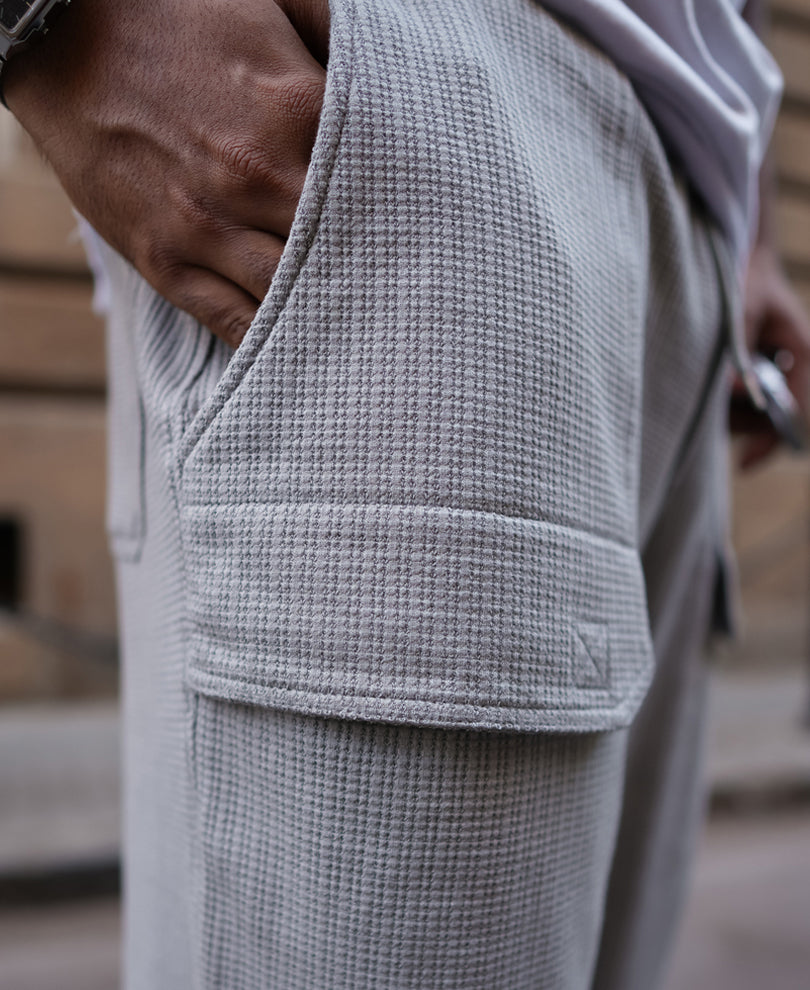 Grey Structured Baggy Fit Track Pant