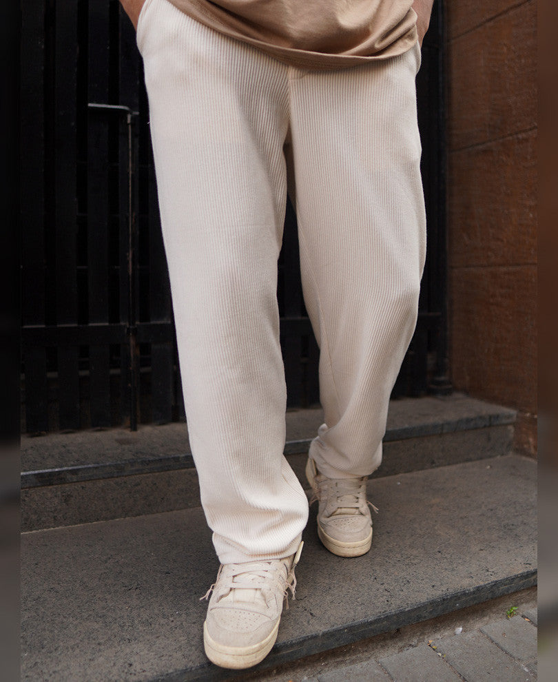 Cream Corduroy Baggy Fit Pant