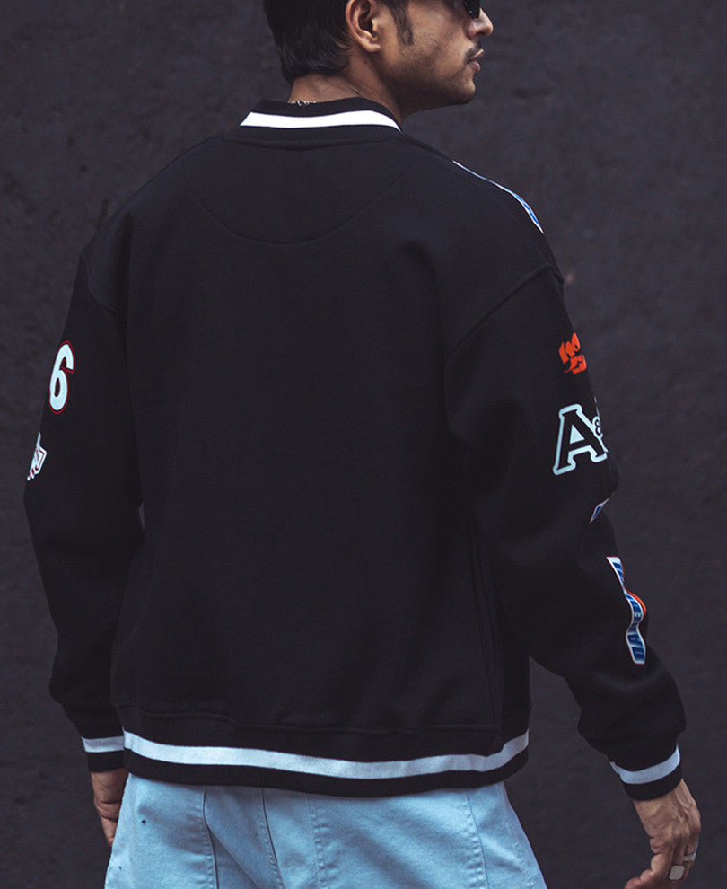 Black Daredevil Oversized Varsity Jacket