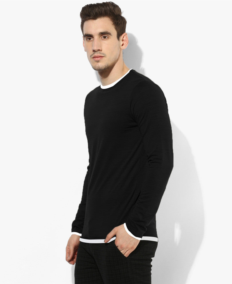 Black Round Neck Full Sleeves T-Shirt