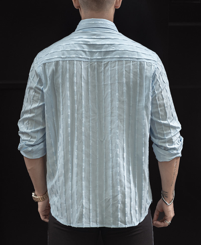 Sky Blue Structured Regular Fit Full Sleeves Shirt