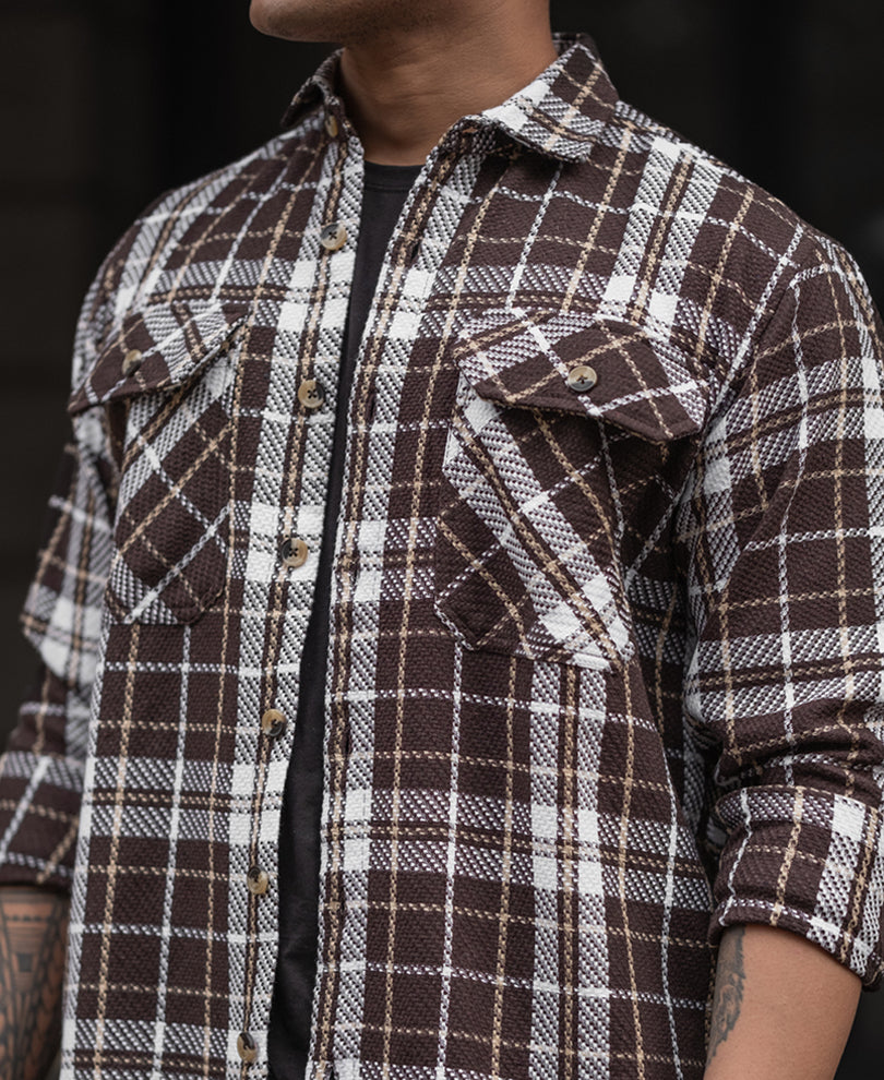 Brown Regular Fit Full Sleeves Shirt