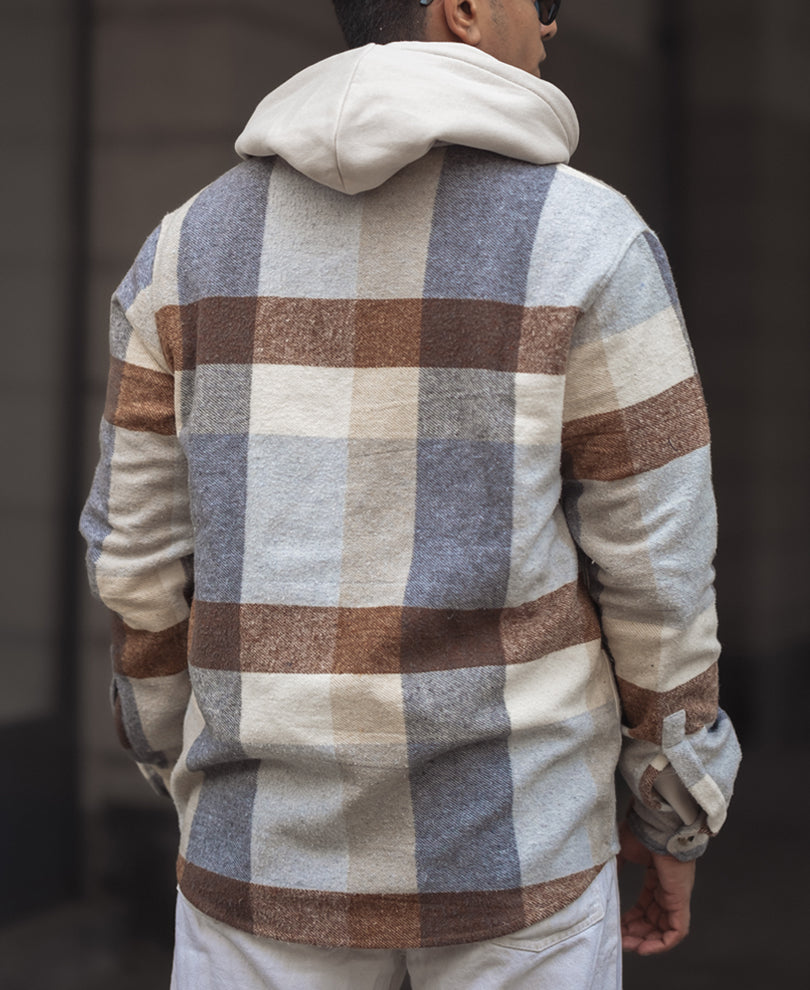 Beige Regular Fit Full Sleeve Shirt With Double Flap Pocket