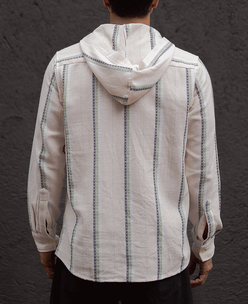 Multi Colour Stripe Full Sleeves Regular Fit Kurta Style Shirt