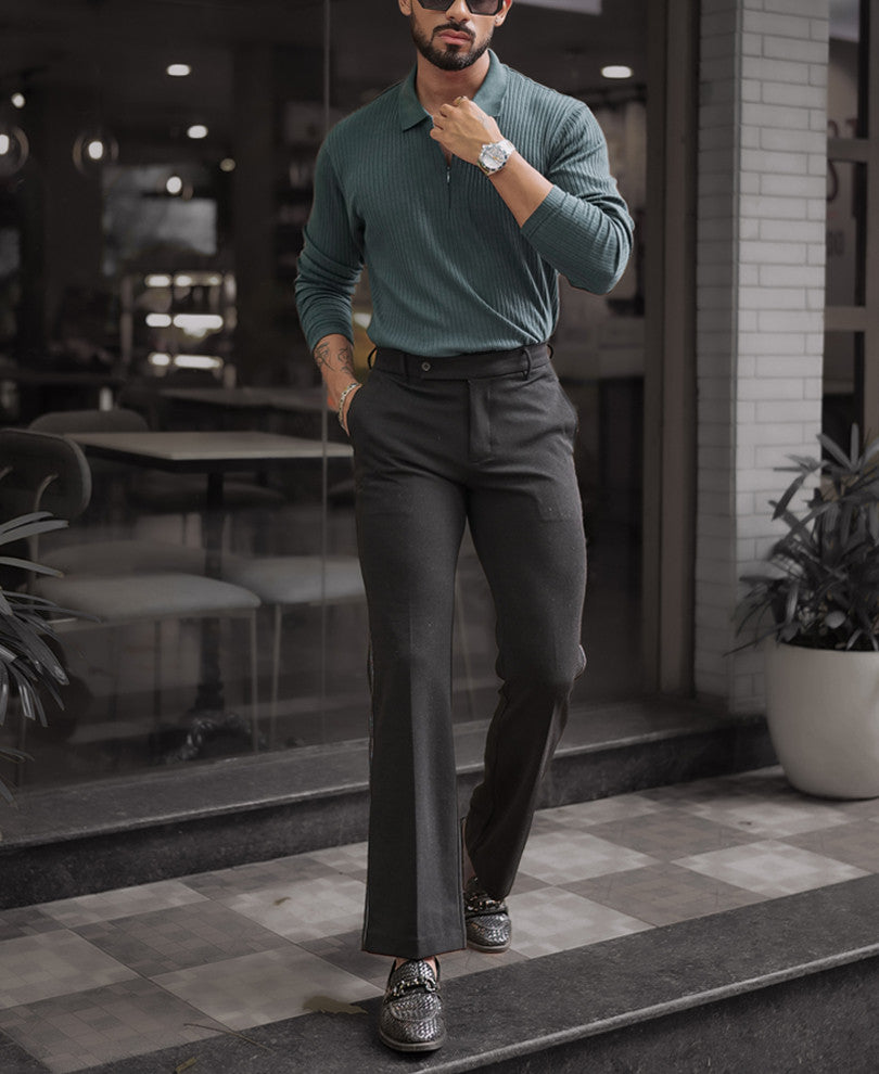 Green Regular Fit Full Sleeves Tshirt