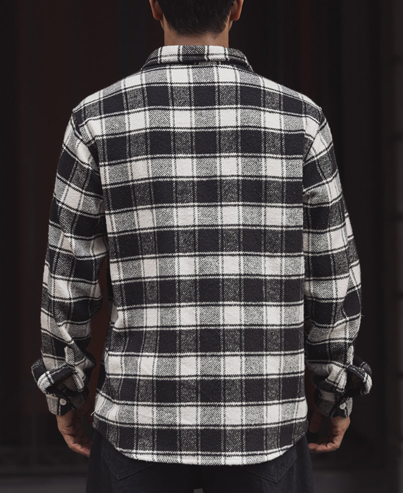 Black and White Structured Checks Regular Full Sleeves Shirt