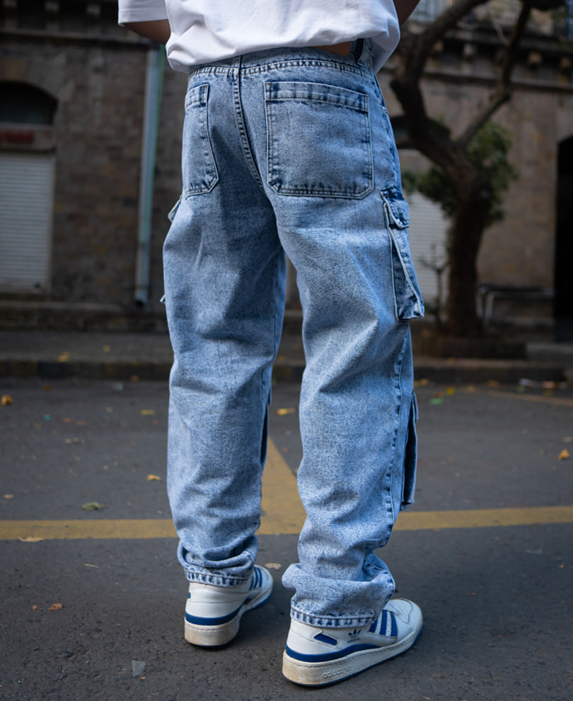 Dusty Blue Baggy Fit Denim Jeans