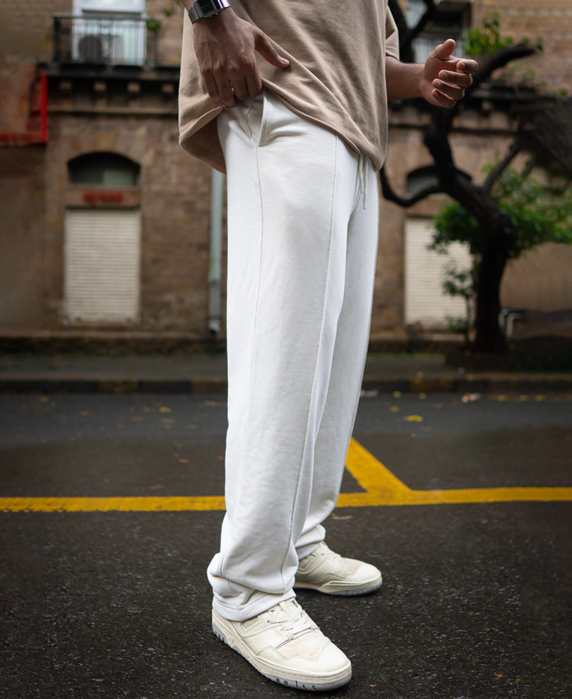 White Baggy Fit Track Pant