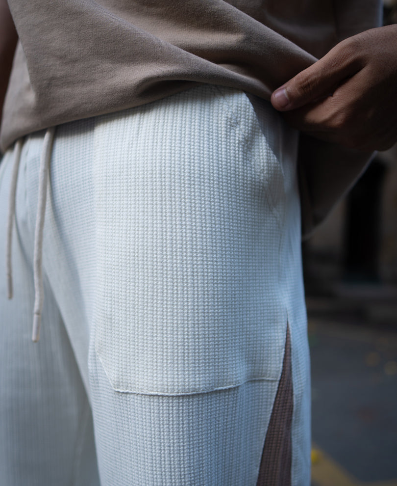Cream And Beige Baggy Fit Track Pant
