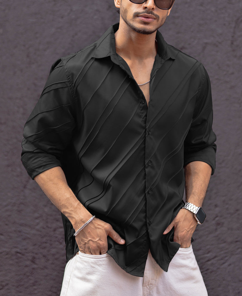 Basic Black Structured Regular Fit Shirt