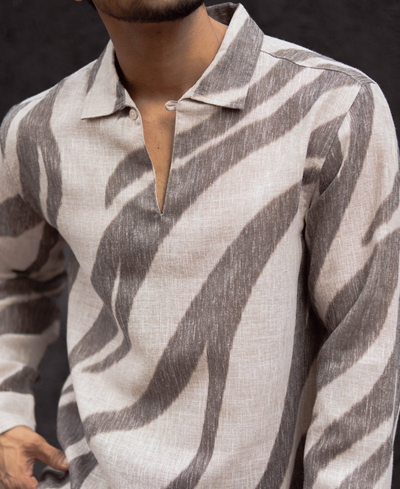 Multi Colour Regular Fit Full Sleeves Kurta Style Shirt
