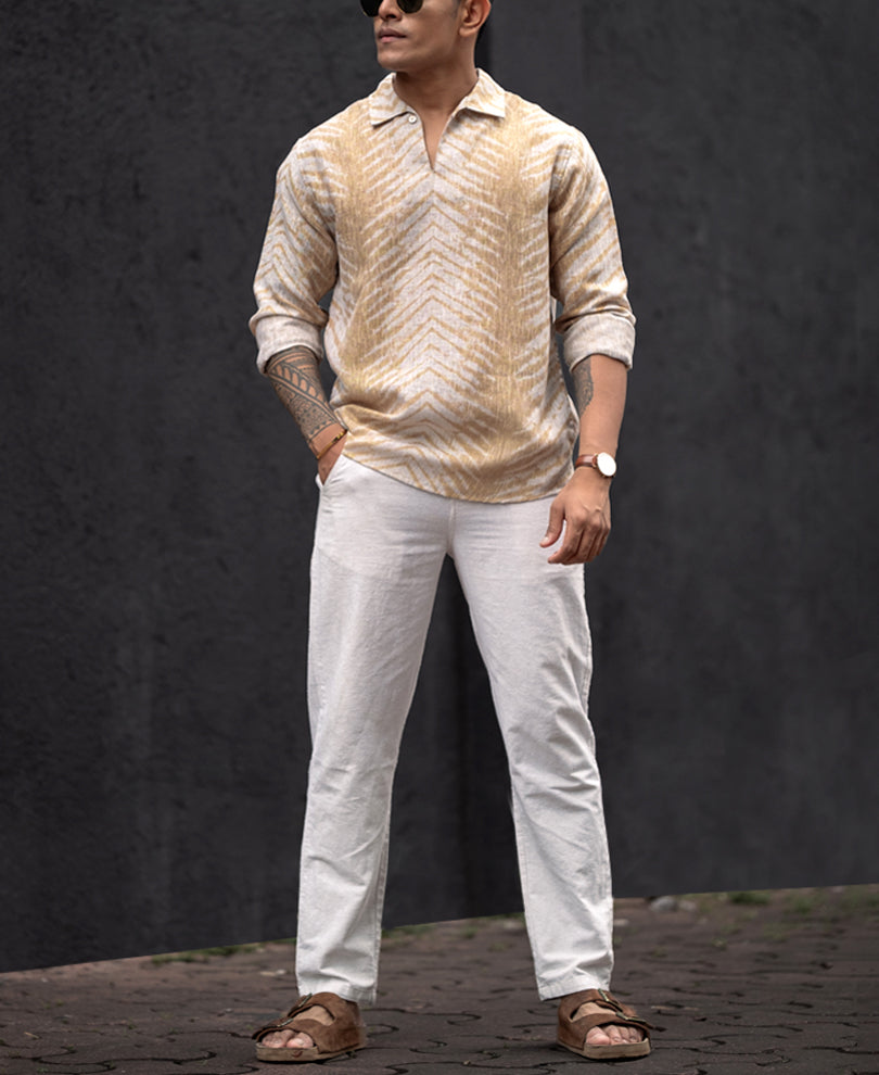 Yellow Regular Fit Full Sleeves Shirt