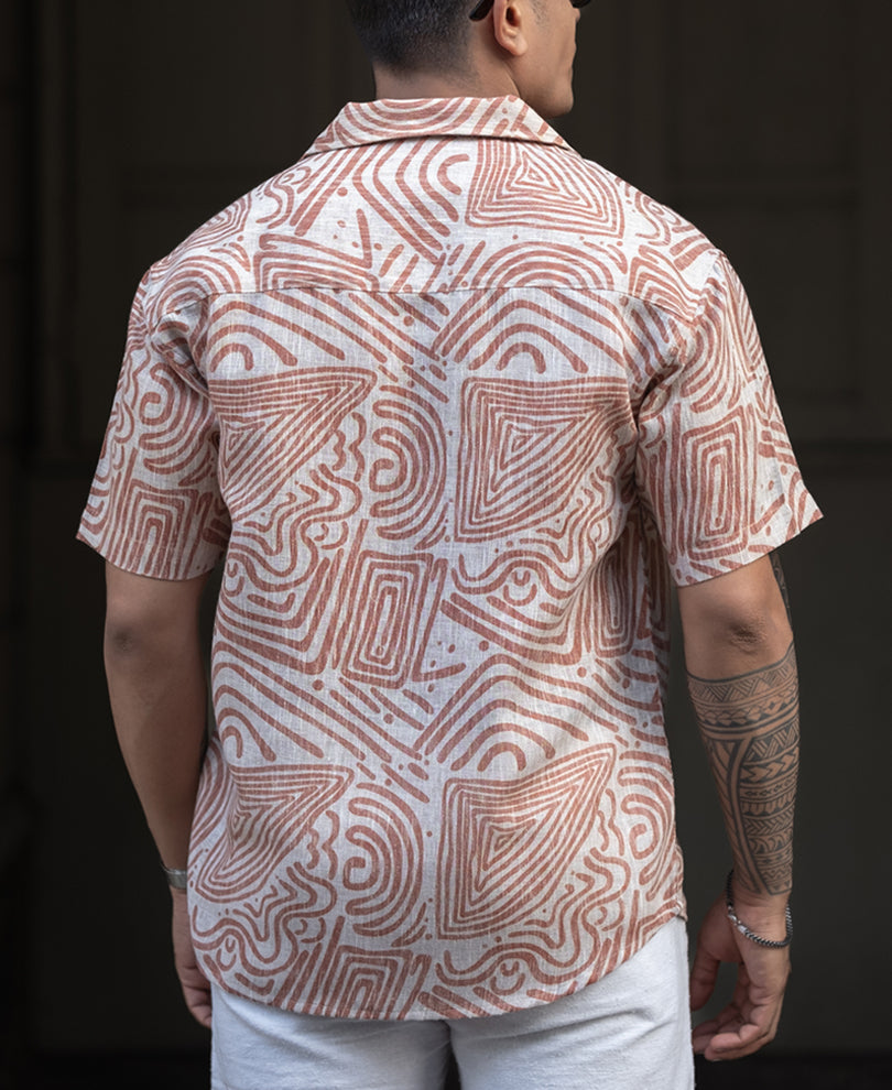 Rust Brown Oversized Half Sleeve Shirt