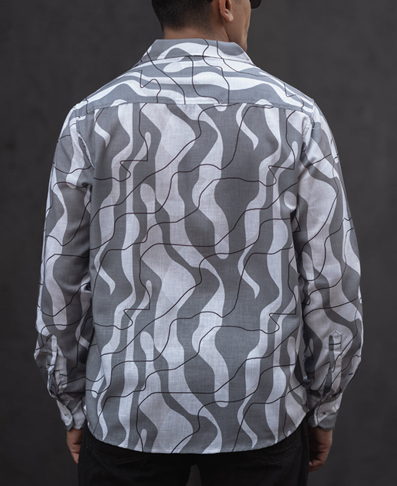Light Grey Regular Fit Full Sleeves Shirt
