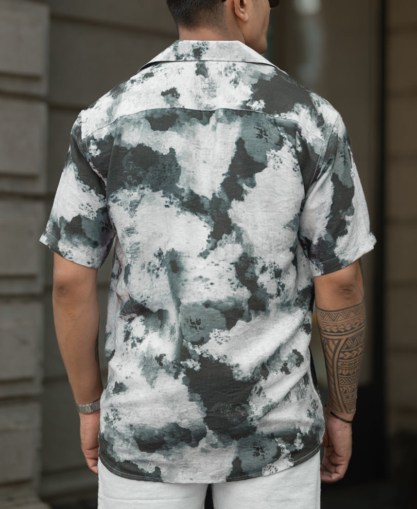 Black And Grey Regular Fit Half Sleeves Shirt