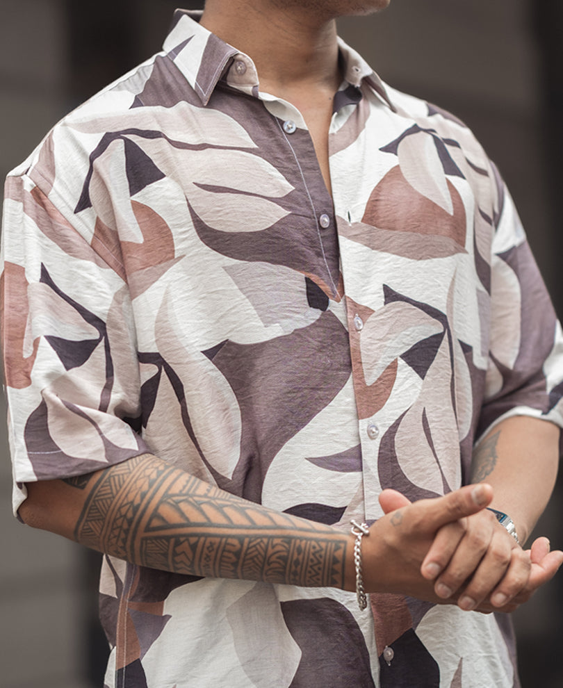 Multi Colour Abstract Print Oversized Half Sleeves Shirt