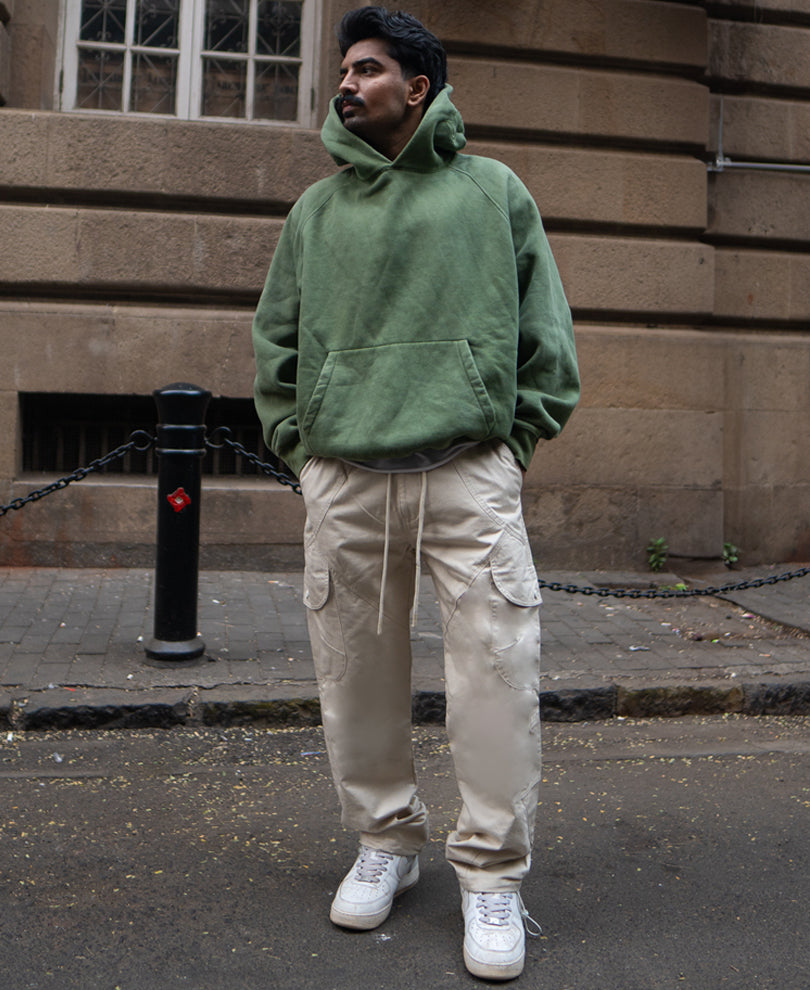 Beige Baggy Cargo Trousers